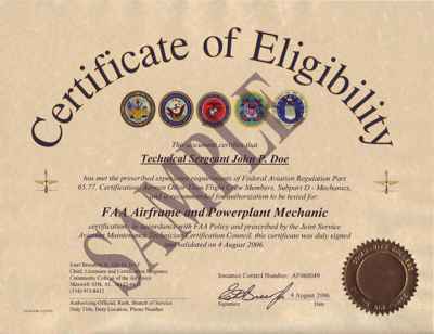 Certificate of Eligibillity
